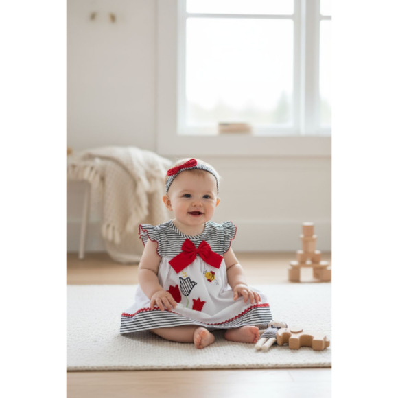 New Baby Girl Dress Set with matching headband underwear size 6 to 9 months - Picture 3 of 3